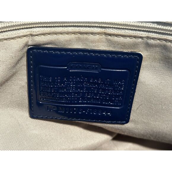 Coach Kyra Blue Monogram Daisy Signature Shoulder Bag with Daisy Charm GUC - Picture 4 of 10